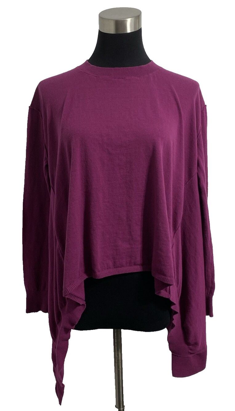 Ruti Shirt Womens XS S French Plum Pink Sharkbite Asymmetric Flowy Chic Grown Up - Picture 2 of 9